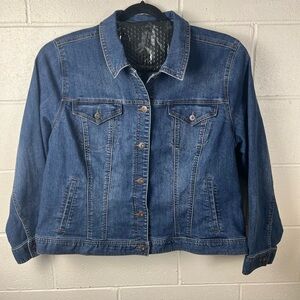 Style & Co Women's 24W Blue Jean Button Jacket